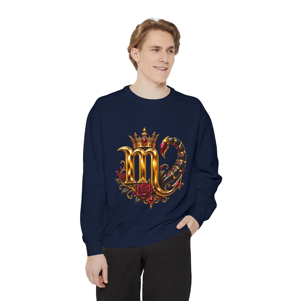 Scorpio Zodiac Sweatshirt — Regal Gold Scorpion Astrological Crewneck