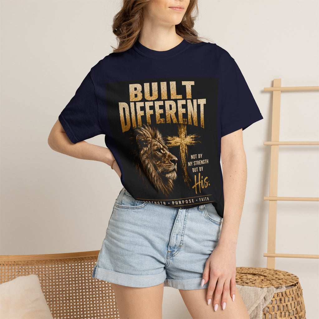 Built Different Christian Lion T-Shirt — "Built Right, Beautiful, Brilliant" Inspirational Faith Tee