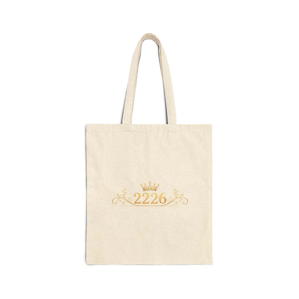 Canvas Tote Bag — Gold Crown '2226' Monogram Shopper