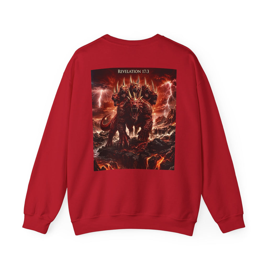 Crewneck Sweatshirt — "The Great Harlot: The Judgment Begins" Religious Graphic Pullover (Revelation 17:3)