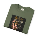 Christian Faith T-Shirt — "She Is Built Different" Floral Cross Tee