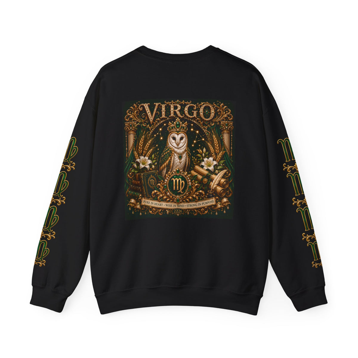 Virgo Zodiac Crewneck Sweatshirt — Owl Virgo Astrology Sweatshirt