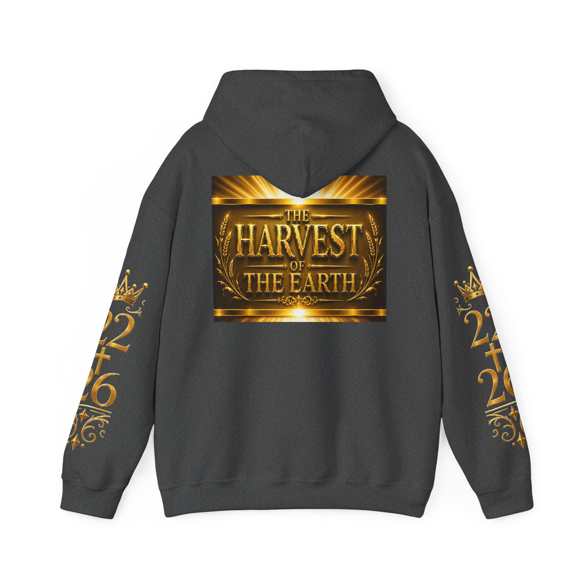 Harvest of the Earth Hoodie — Gold Crest Back Print with 2•26 Sleeve Design