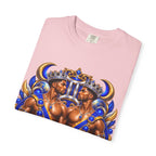 Gemini Zodiac T-Shirt — Bold Blue & Gold Twin Portrait Tee