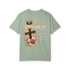 Built Right T-Shirt — Christian Faith Floral Cross Tee (She Is Built Different)