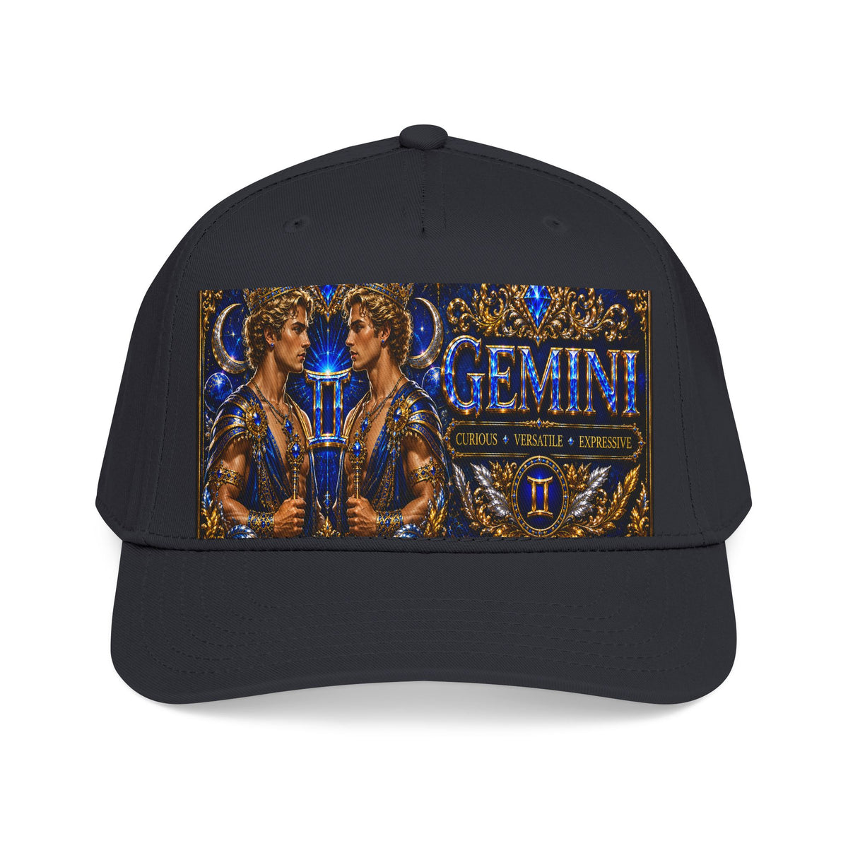 Gemini Zodiac Mid Profile Baseball Cap — Twin Constellation Astrology Design