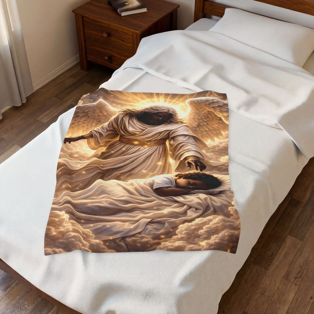 Plush Blanket — Guardian Angel Over Child Velveteen Throw