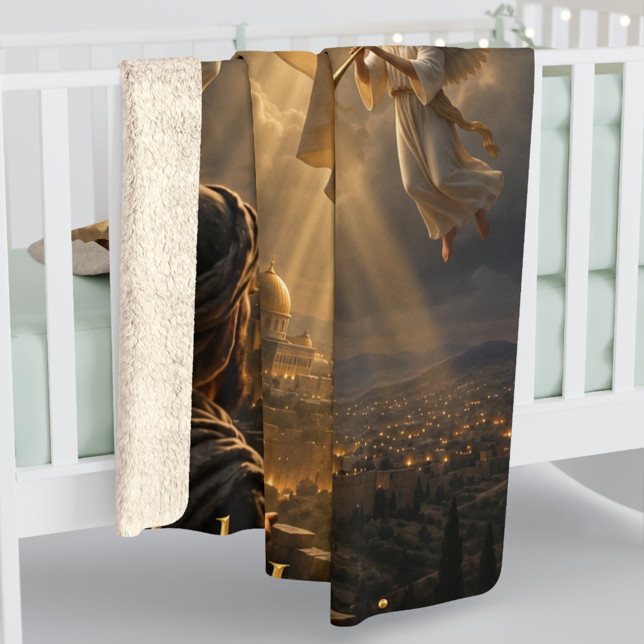 Jesus Ascension Sherpa Fleece Blanket — Christian Religious Throw for Prayer & Devotion