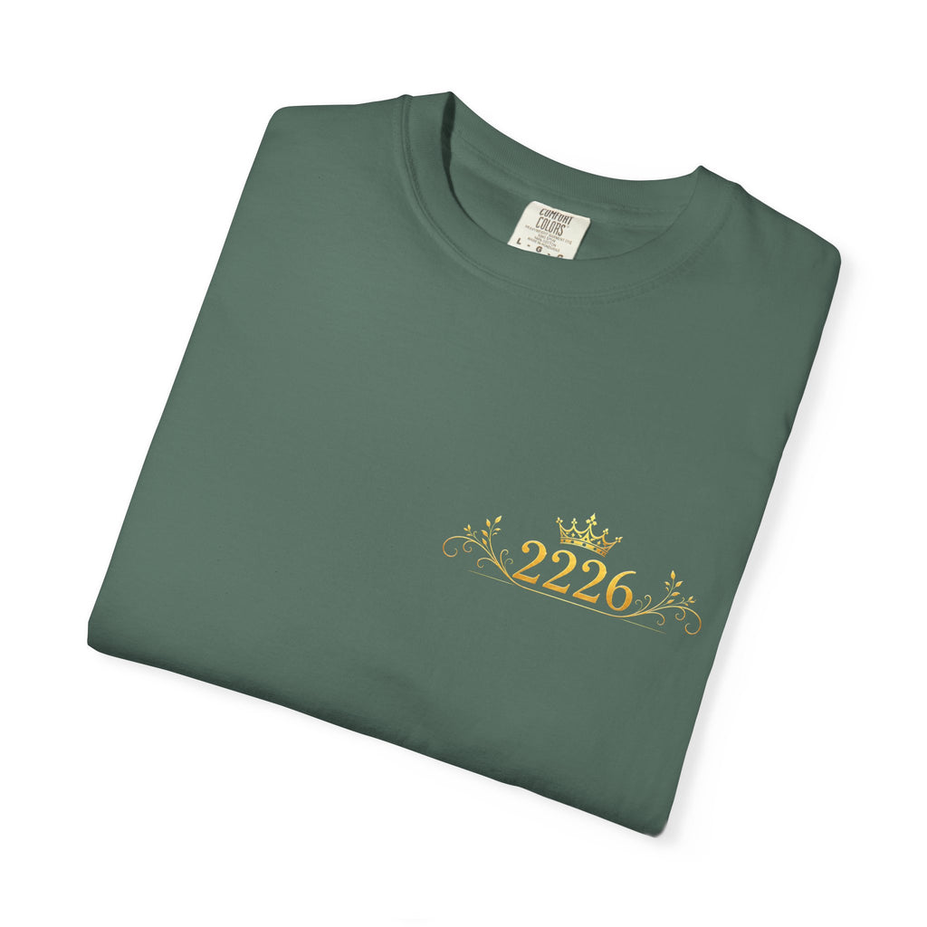 2226 Minimalist Chest Logo Tee — Subtle Gold Graphic T-Shirt