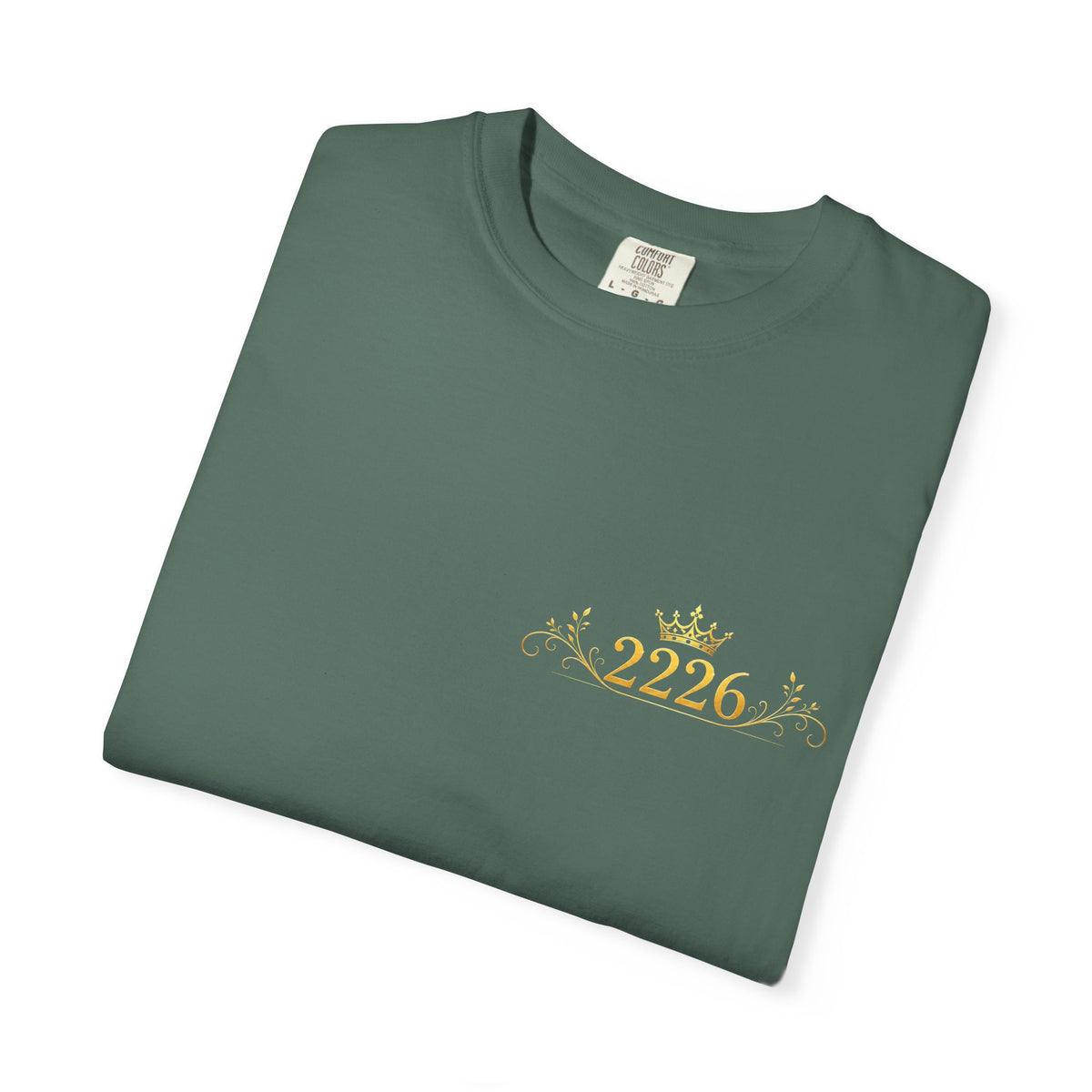 2226 Minimalist Chest Logo Tee — Subtle Gold Graphic T-Shirt
