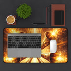 Golden Trumpets Desk Mat — Radiant Celestial Gaming & Work Mouse Pad
