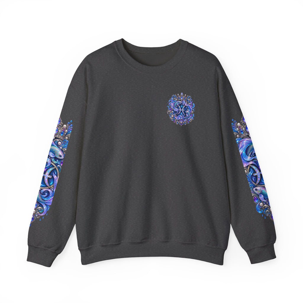 Pisces Shark Zodiac Crewneck Sweatshirt — Mystical Ocean Astrology Pullover