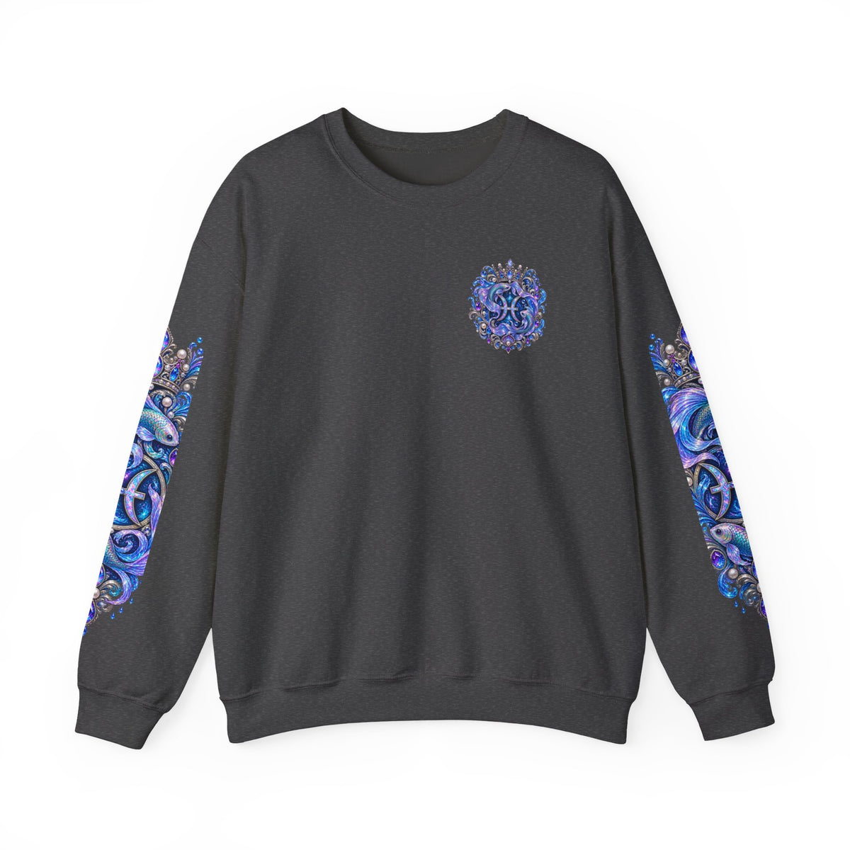 Pisces Shark Zodiac Crewneck Sweatshirt — Mystical Ocean Astrology Pullover