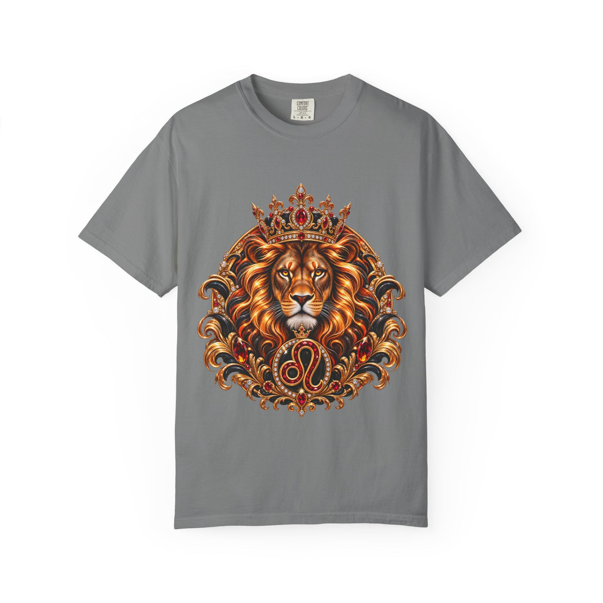 Leo Zodiac Lion T-Shirt — Regal Crowned Lion Astrology Tee