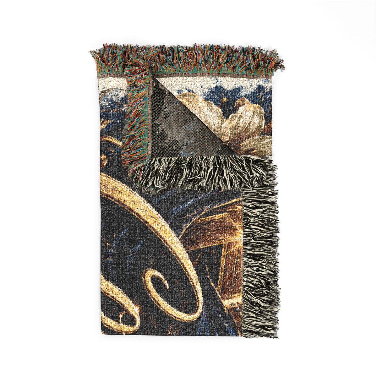Covered by His Grace Woven Blanket — Inspirational Christian Throw with Floral Bible Design