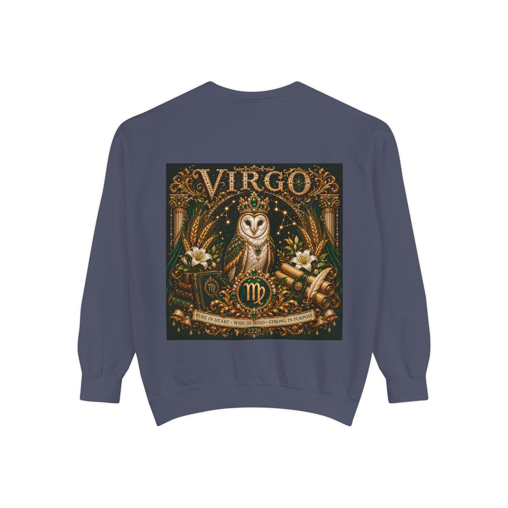 Virgo Sweatshirt — Zodiac Owl Virgo Symbol Crewneck