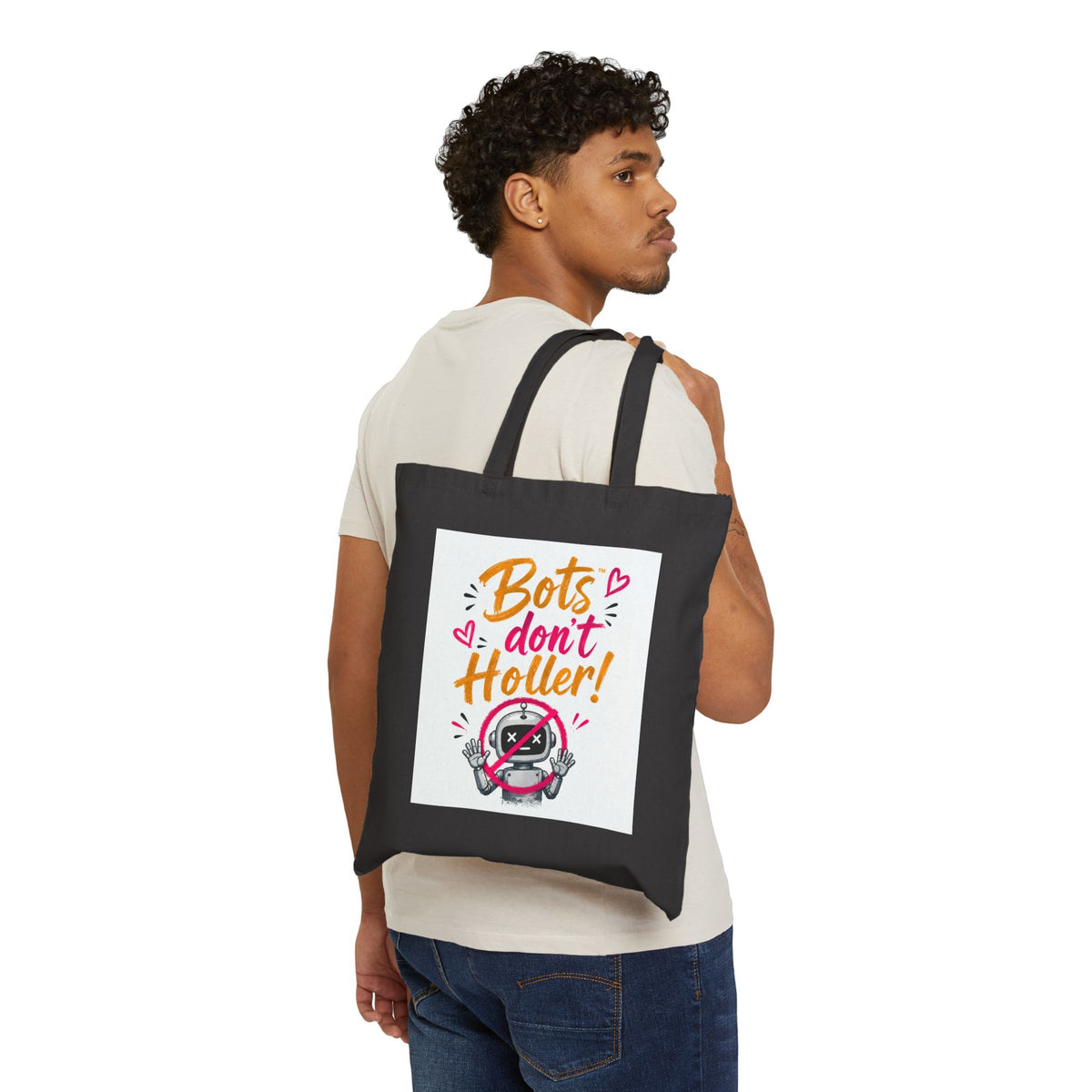 Tote Bag — "Bots Don't Holler!" Cute Anti-Robocall Canvas Shopper