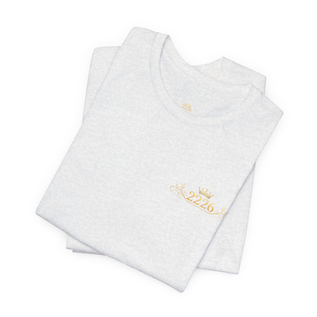 White Crown Logo Tee — Small Gold Crown Chest & Sleeve Graphic