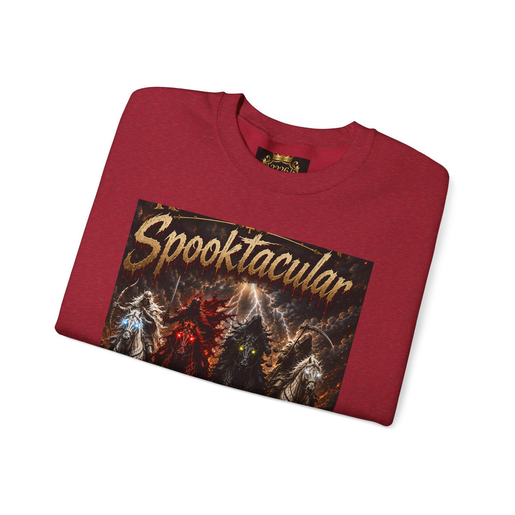 Religious Halloween Crewneck Sweatshirt — "Spooktacular" & "Still on the Throne" Graphic