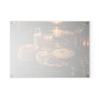 Glass Cutting Board — "Good Morning" Breakfast Scene Decorative Kitchen Board
