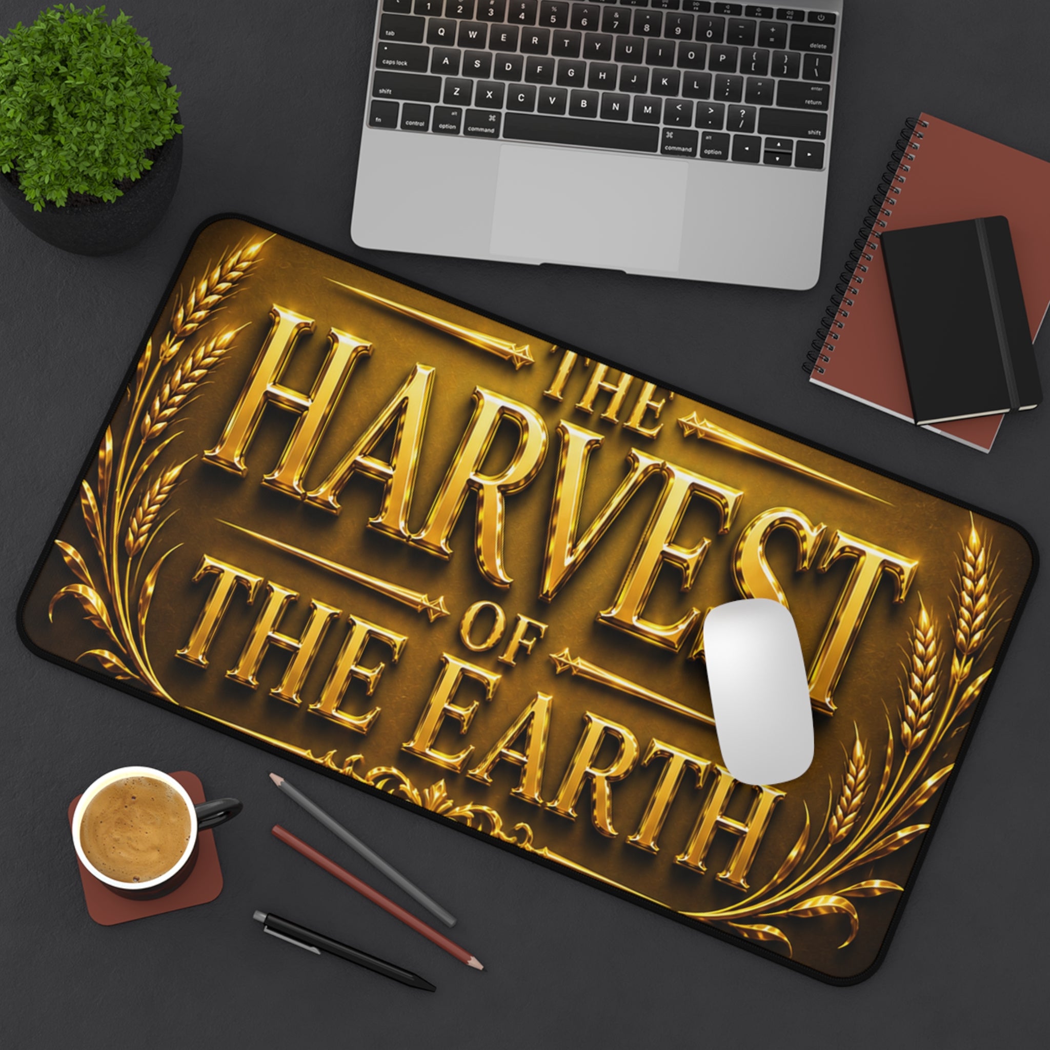 Desk Mat — "The Harvest of the Earth" Gold Emblem Gaming/Office Mat