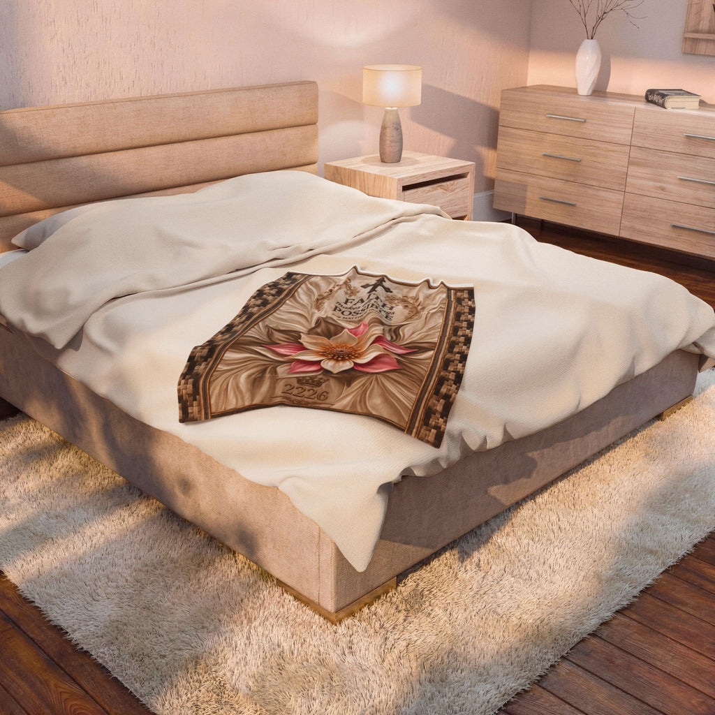 Faith Makes All Things Possible Velveteen Plush Blanket — Inspirational Floral Cross Throw