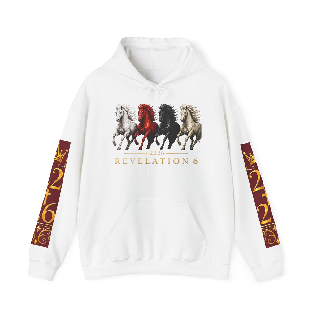 Revelation 6 Four Horsemen Hoodie — Biblical Apocalyptic Graphic Sweatshirt