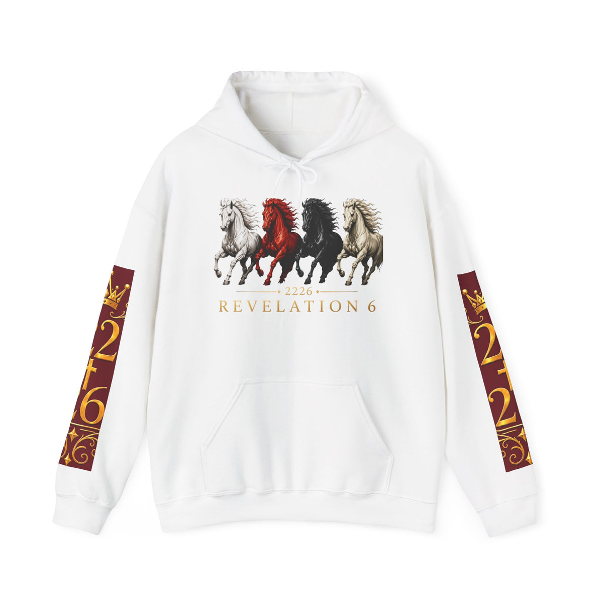 Revelation 6 Four Horsemen Hoodie — Biblical Apocalyptic Graphic Sweatshirt