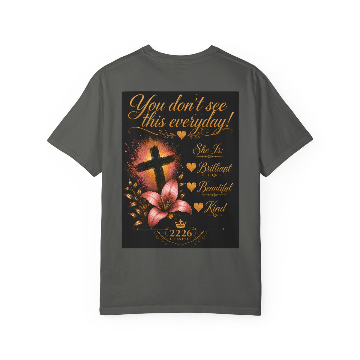 Kingdom Living Lion T-Shirt — Inspirational Christian Cross Floral Tee