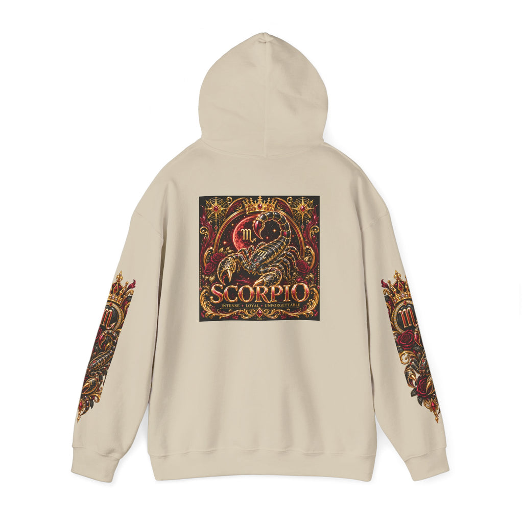 Scorpio Zodiac Hoodie — Ornate Crowned Scorpio Graphic Hooded Sweatshirt