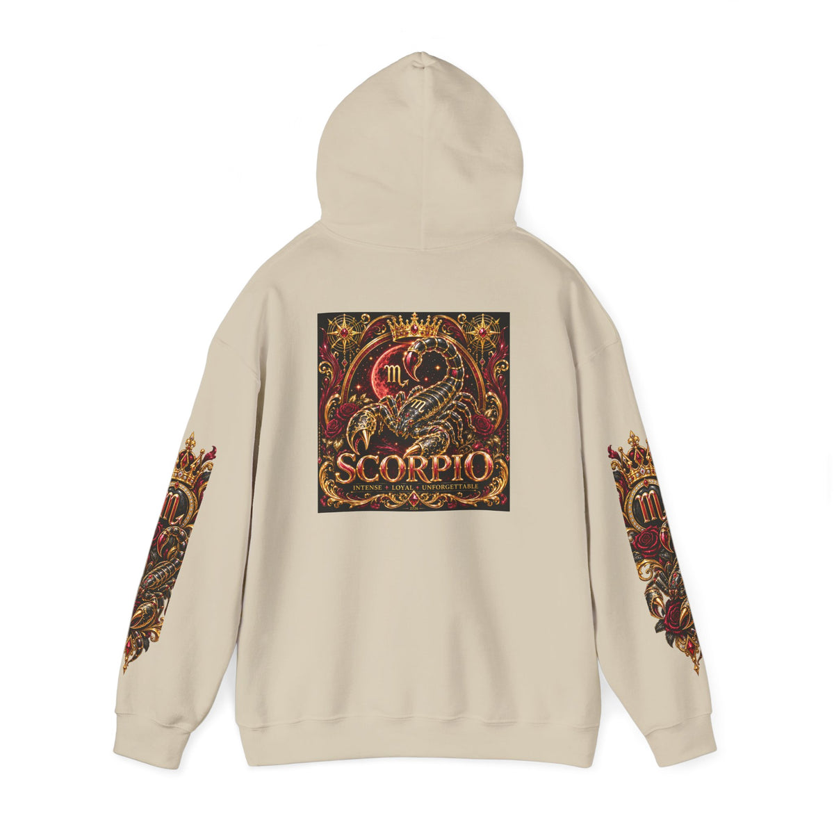 Scorpio Zodiac Hoodie — Ornate Crowned Scorpio Graphic Hooded Sweatshirt