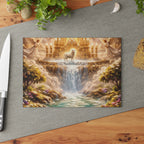 Glass Cutting Board - Heavenly Lamb & Waterfall Kitchen Art