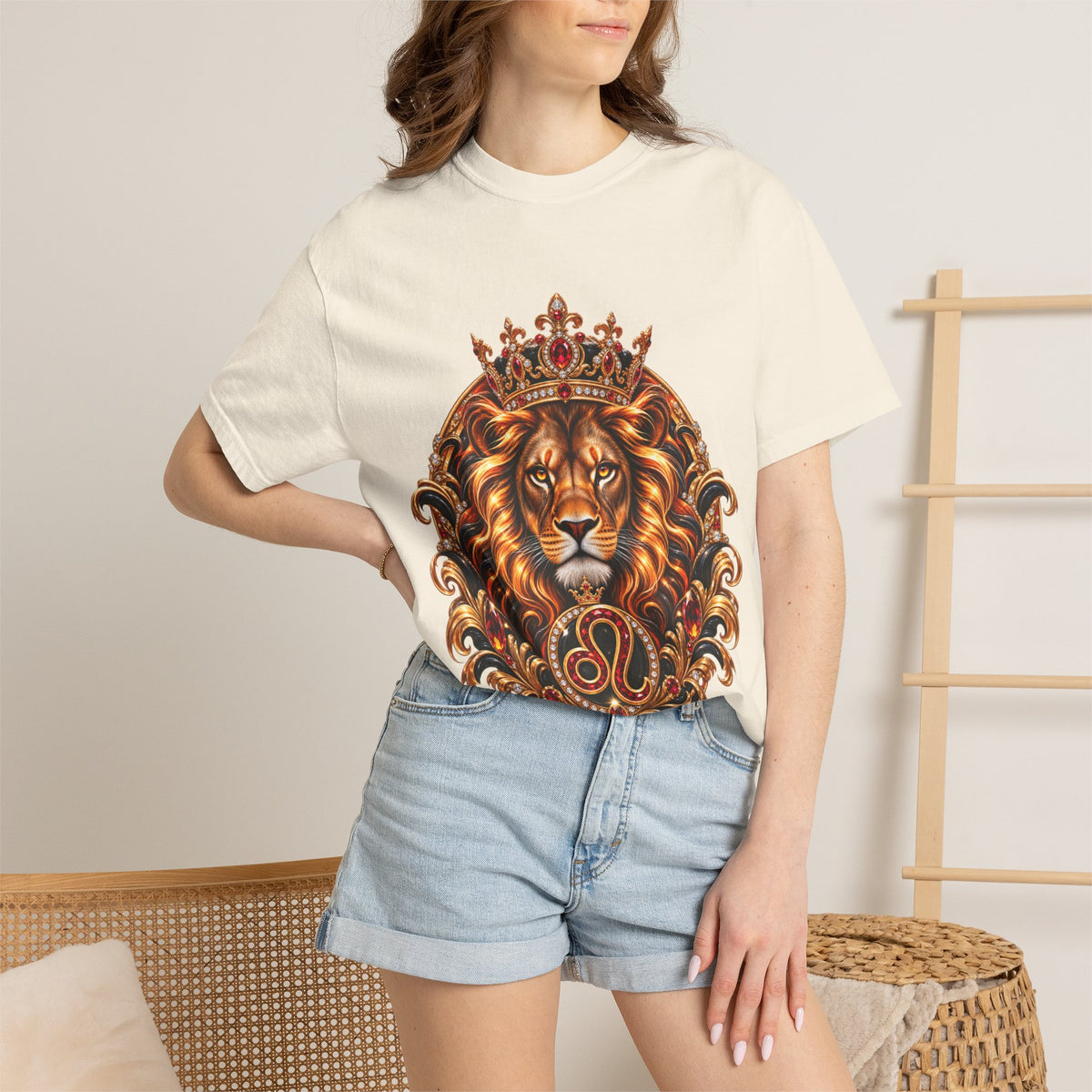 Leo Zodiac Lion T-Shirt — Regal Crowned Lion Astrology Tee