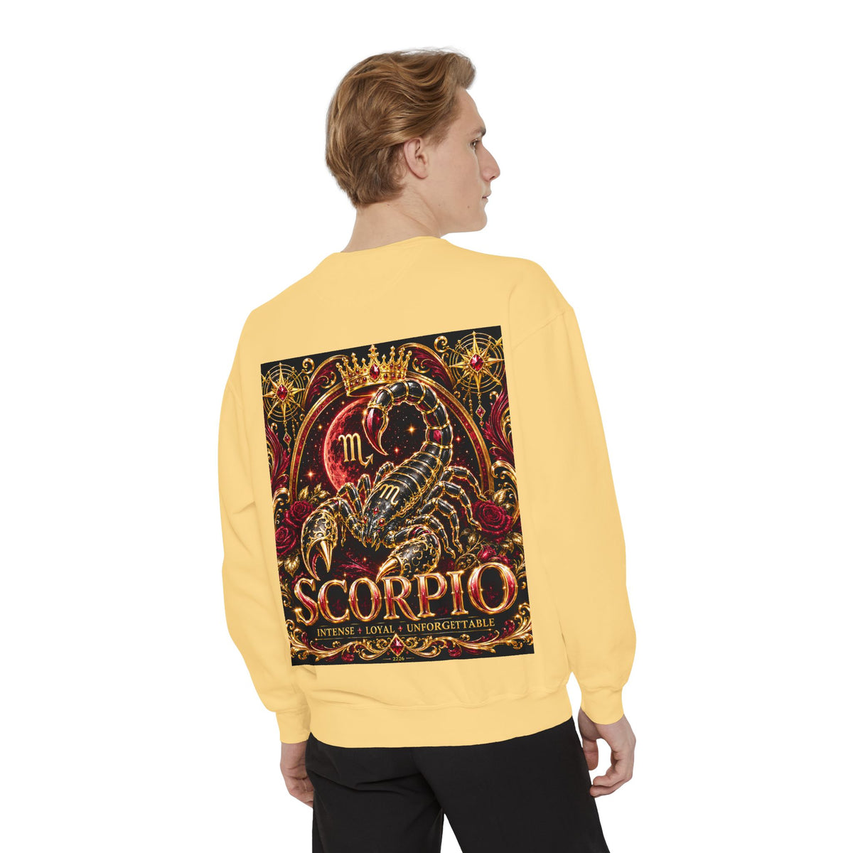 Scorpio Zodiac Sweatshirt — Regal Gold Scorpion Astrological Crewneck