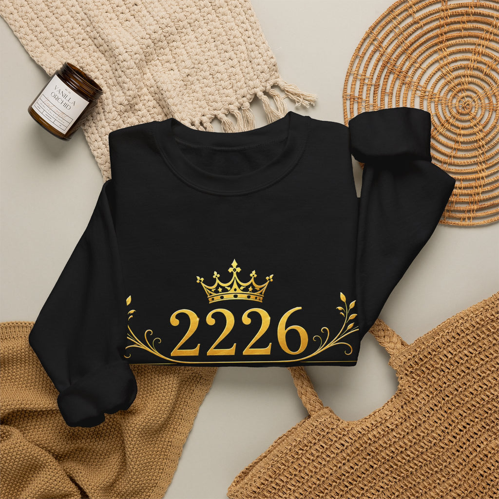 Crewneck Sweatshirt — Gold Crown '2226' Royal Crest Design