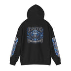 Cancer Zodiac Hoodie — Blue Crab Astrology Sweatshirt with Sleeve Art