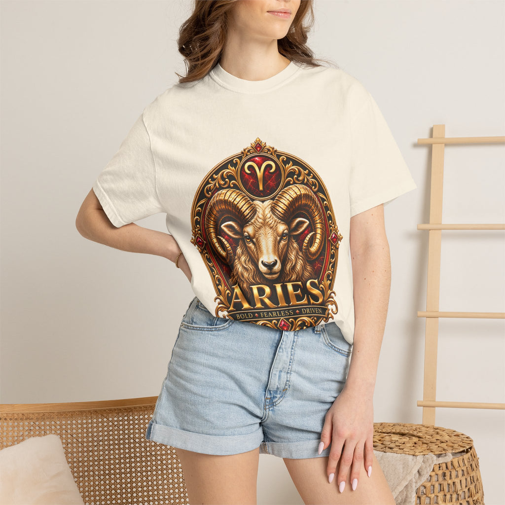 Aries Ram Zodiac T-Shirt — Bold Gold Astrology Tee