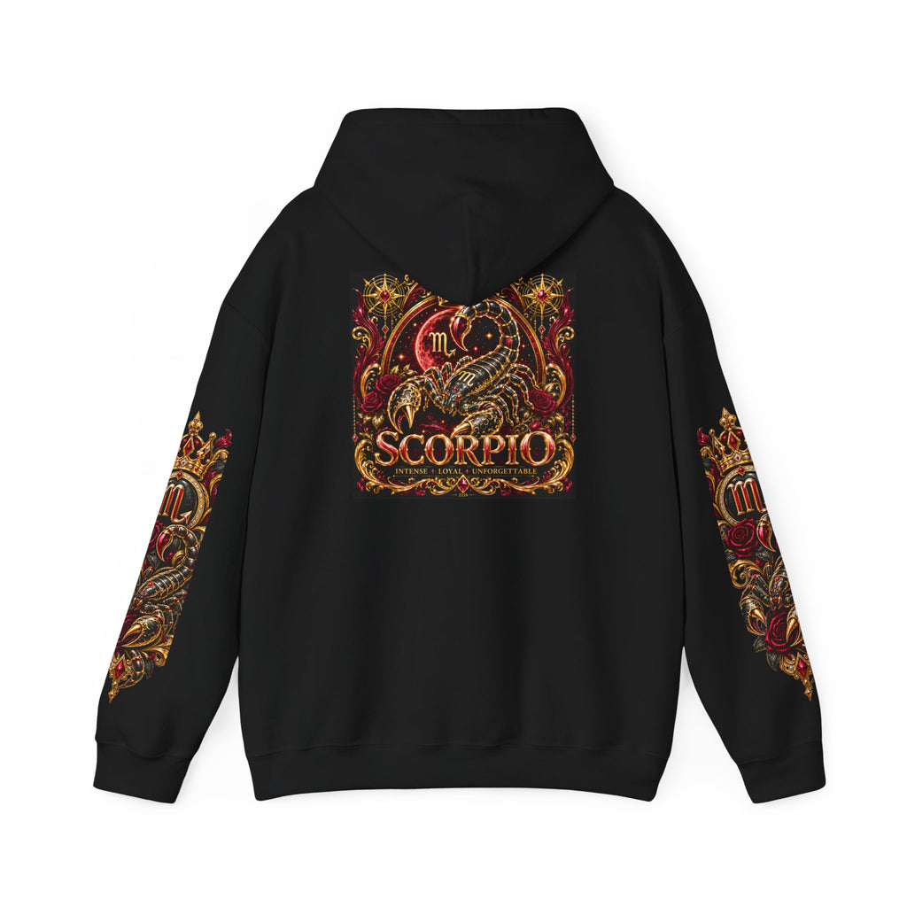 Scorpio Zodiac Hoodie — Ornate Crowned Scorpio Graphic Hooded Sweatshirt