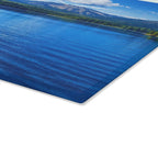 Scenic Mountain Lake Glass Cutting Board – Blue Nature Kitchen Décor