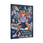Rolled Poster — "My Magical Adventures: Leveling Up" Cute Fantasy Fox Gaming Art Print