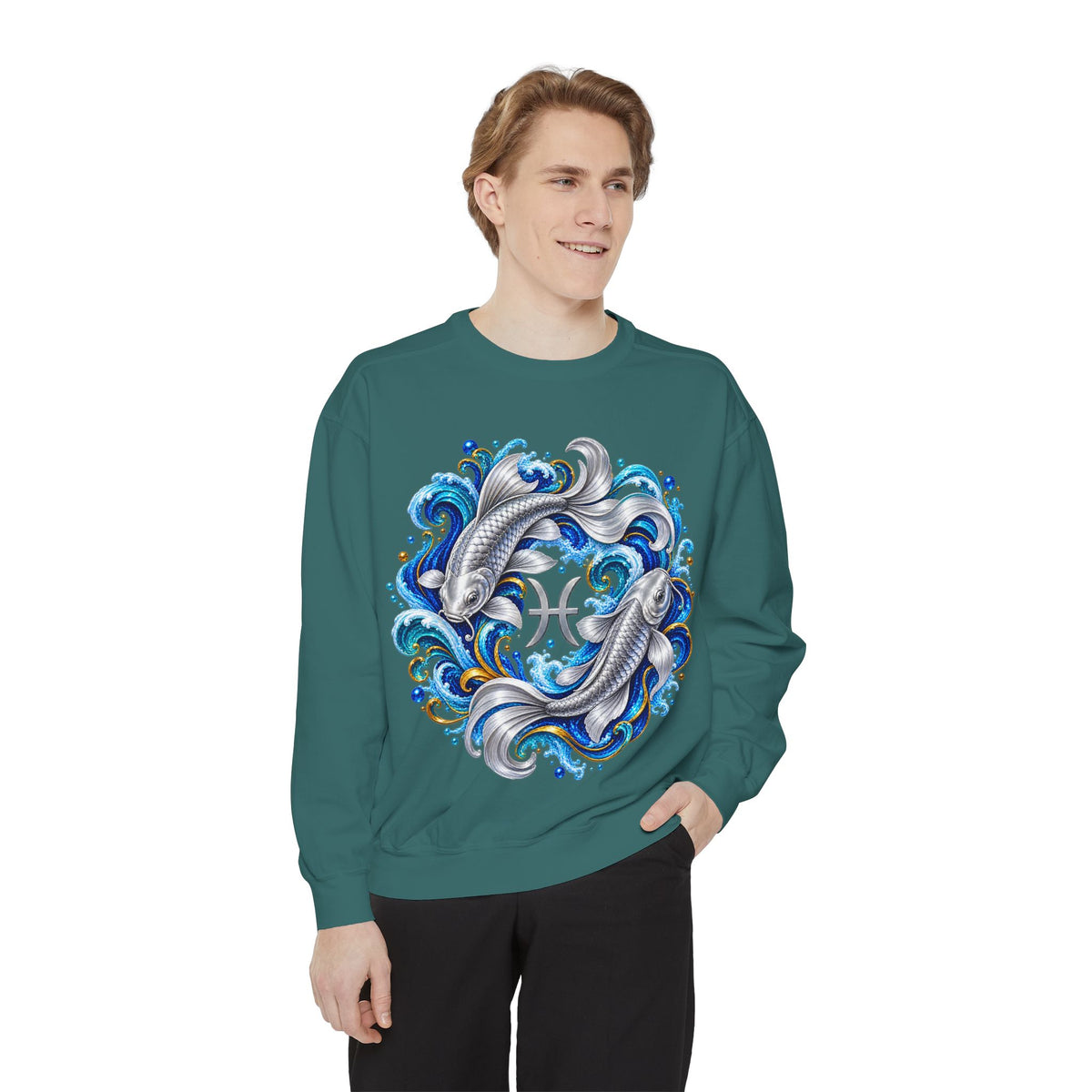 Pisces Zodiac Sweatshirt – Artistic Koi Fish Horoscope Pullover