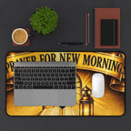 Prayer for New Morning Desk Mat — Christian Cross & Lantern Desk Pad