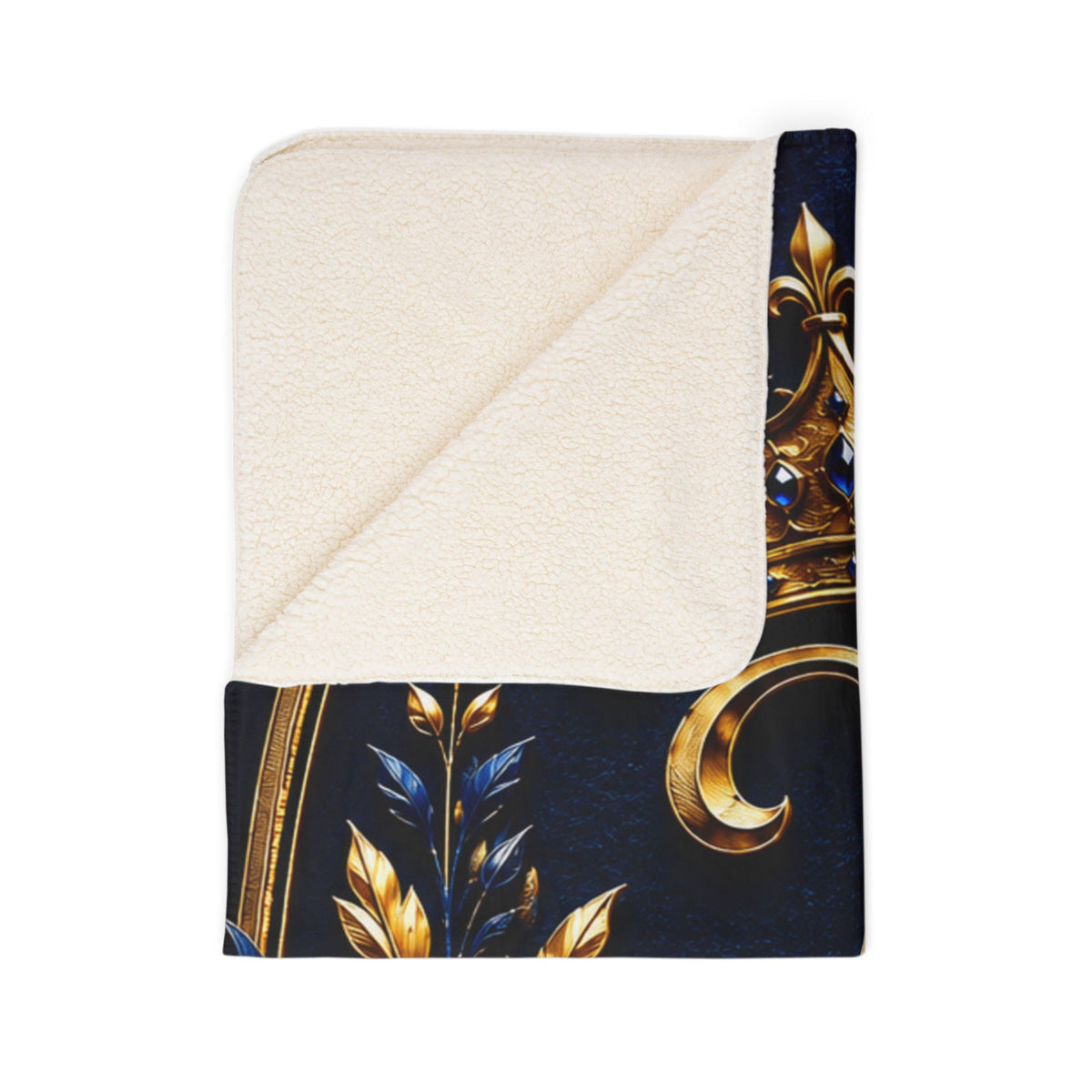 Royal Gold Crest Fleece Sherpa Blanket