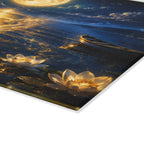 Glass Cutting Board — Golden Moonlit Lake Scene Glass Cutting Board