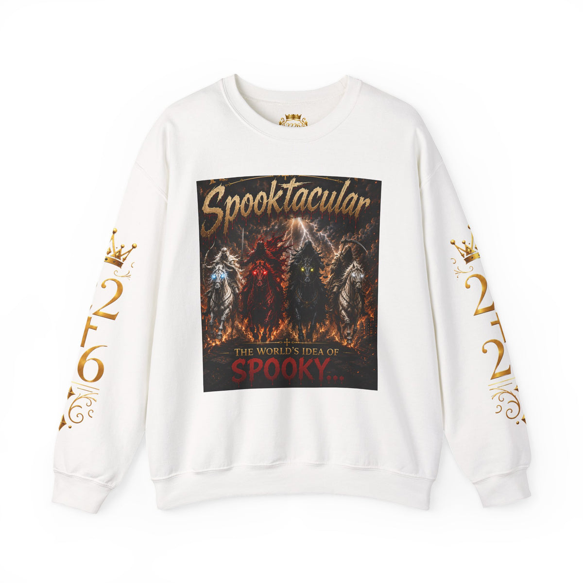 Christian Halloween Crewneck Sweatshirt — "Spooktacular" & Victory Lamb Graphic