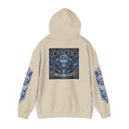 Cancer Zodiac Hoodie — Blue Crab Astrology Sweatshirt with Sleeve Art