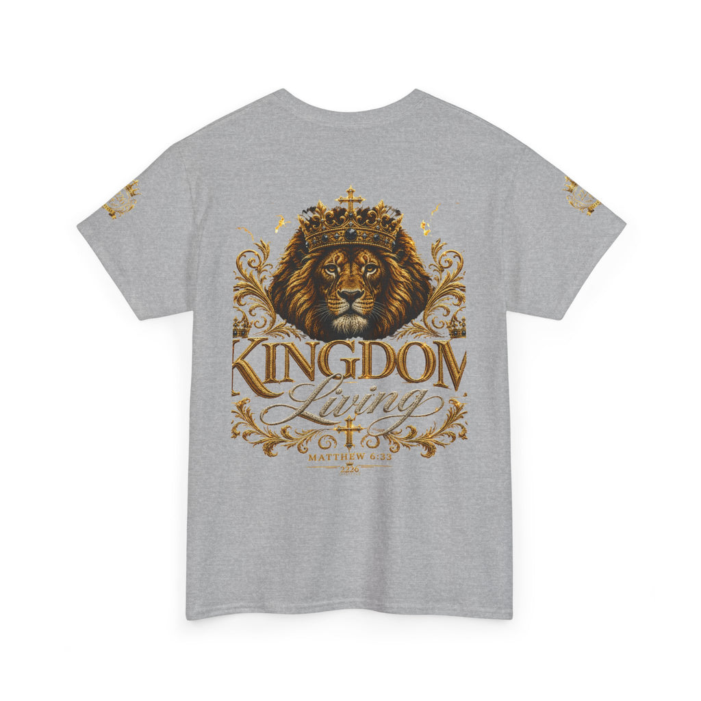 Kingdom Living Lion Tee — Regal Crowned Lion Graphic T-Shirt (Matthew 6:33)