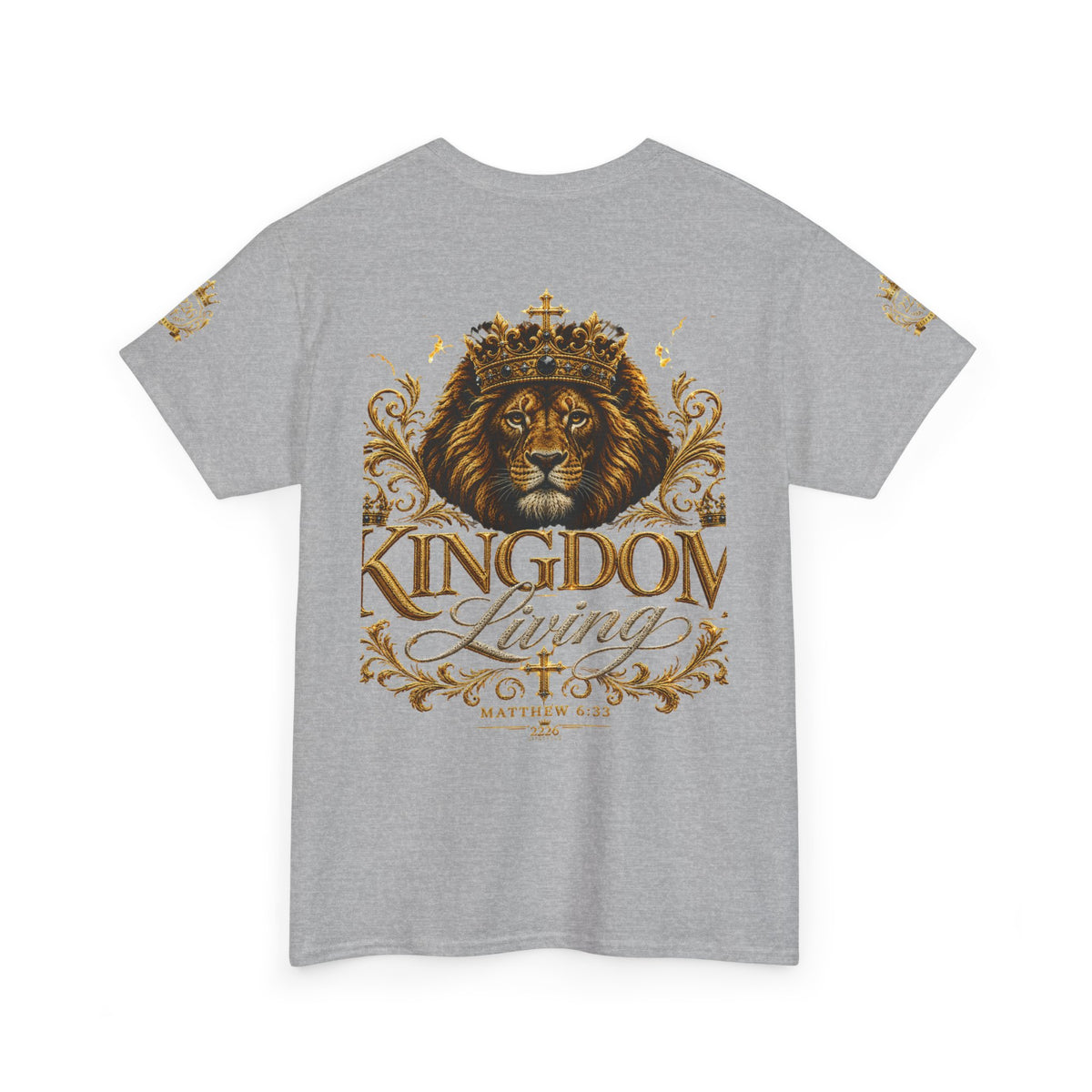 Kingdom Living Lion Tee — Regal Crowned Lion Graphic T-Shirt (Matthew 6:33)