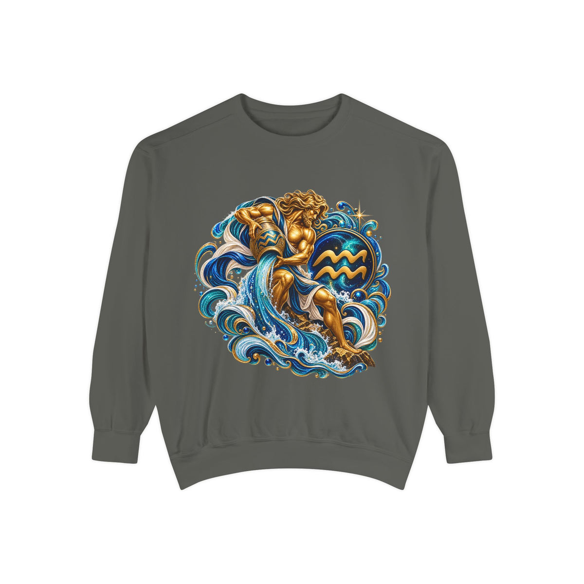 Aquarius Zodiac Sweatshirt — Water Bearer Astrology Graphic Crewneck