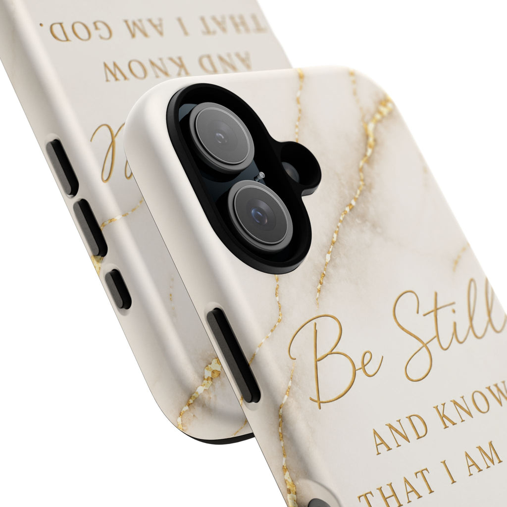 Marble Gold "Be Still" Psalm 46:10 Tough Phone Case